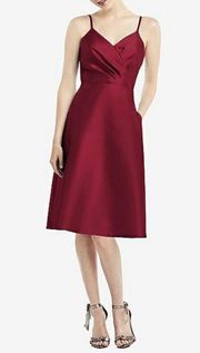 NWT  Burgundy Red Faux Wrap Cocktail Dress Size 8