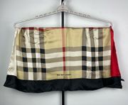 Burberry London Classic Nova Check Tan Brown White Red Square Satin Scarf