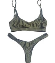 RIS-K Bikini Set ANECDOTE Thong and Under-boob Cut Out Discovery Top Green S/M