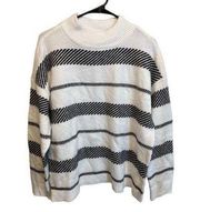 Liz Claiborne  Black & White Stripped Mock Neck Cozy Soft Long Sleeve Sweater L