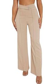 Overlap Waist Seam Front Palazzo Wide Leg Pants High Waist 2X