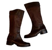 Fossil Two Tone Brown Leather Riding Boots, Sz 8.5
