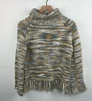 Solitaire Chunky Boho Pull Over Turtleneck Sweater size Small