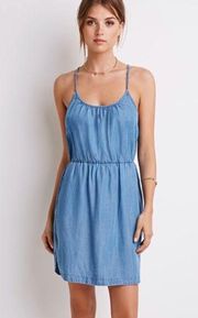 Denim Chambray Lyocell Tank Mini Dress Casual Sleeveless summer