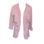 Olivia Rae Dusty Rose Pink Open Cardigan Ribbed Knit Women Size Medium Cuffed