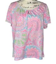 Ralph Lauren pink & blue pajama top large NWT