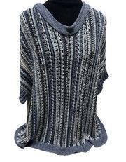 ALBERTO MAKALI Gray blue Open-Knit Boat Neck  Sweater coverup Size XL