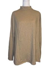 Isaac Mizrahi Live! tan long sleeve mock neck top size L