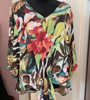 24. Chicos Floral  Blouse with Tie at waist