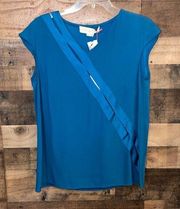 Stella McCartney Capri Blue Sleeveless Blouse with front cutouts, NWT