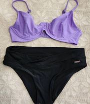 Blackbough  Willow Lilac Top + Coco Black Bikini Bottom Size M/L