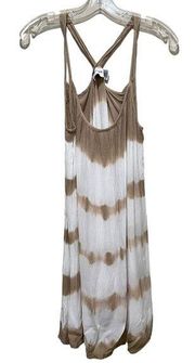 Raya Sun Striped Sundress Swim Coverup Brown White Size Large