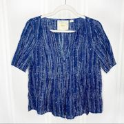 Anthropologie Maeve  Pleated Orchid Island Top Blue