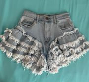 Triple Threads Flare Ruffle Jean Shorts