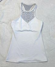 Beyond Yoga Cut It Close Mesh Tank In White Geometric Sheer Tank Top Size Small