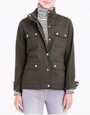 J Crew Jacket Womens S Green Boyfriend Field Utility Military Relaxed Button Up