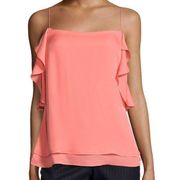 Derek Lam 10 Crosby Silk Ruffle Cami Layered Tank Pink Camisole Blouse Top