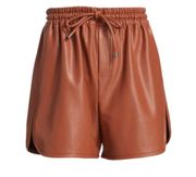 NEW A.L.C Ryder Faux-Leather Shorts Russet