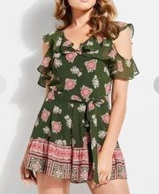 Guess GUESS RAECHELLE PAISLEY ROMPER (FLOWER CHILD PRINT MIDNIGHT GREEN)