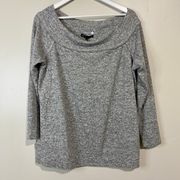 Women’s Off The Shoulder Fleece Sweater Heather Grey Size Large NWT