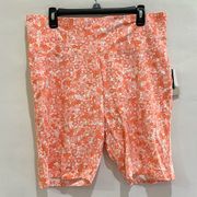 BP Womens Biker Shorts Orange Size 1X Floral Pull on Style