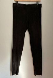 100% Lamb Leather Ankle Zip Leggings Black Size Large Luxe Minimalist Edgy