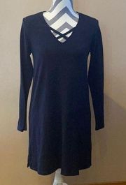 Long Sleeve Navy Dress By