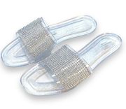 Clear Rhinestone Jelly Slides Sandals Women’s Size 8/9