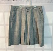 Elevenses Anthropologie Gray Heathered Pleated Wool Mini Skirt Size 0