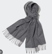 Uniqlo Grey 100% Cashmere Long Fringe Edge Scarf.