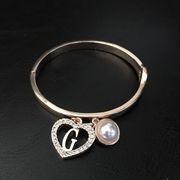 Guess Pearl & Heart Bangle Bracelet