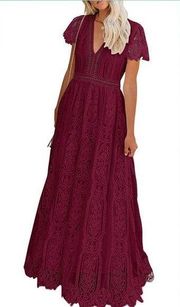 NEW Floral Lace Wedding Dress Bridesmaid Cocktail Maxi M 8/10