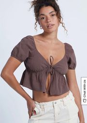 Tie Front Babydoll Crop Top