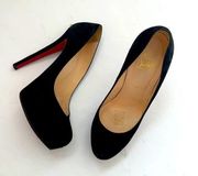 Christian Louboutin Black Suede Bianca Zip Veau Velours platform pumps 39.5