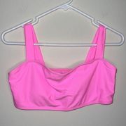 SheIn  swim top Large bubblegum pink neon square neck 1" straps swimwear