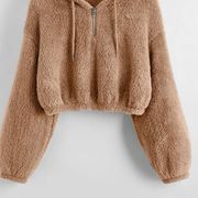 Brown Cropped Fuzzy Jacket