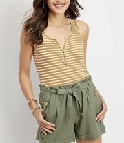 NWT Womens Plus Size 20W Maurices Linen Paperbag 5 inch Olive Shorts