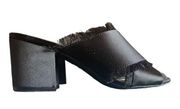 New in Box Womens Libby Edelman LE Spender Black Fringe Mules Heels - Sz 9.5