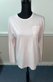 Sip Sweetly Long Sleeve Light Pink Pocket Tee