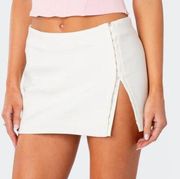 Edikted White Iliana Hook Slit Mini Skirt