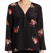 The Kooples Black Floral Silk Blouse