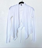 Ella Moss Ruched Back White Cardigan Sweater Size XS