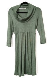 Green Cowl Neck Sweater Dress One Size