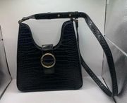 Madison West Faux Crocodile Handbag Purse shoulder crossbody EUC black