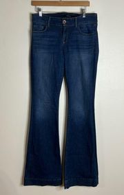 J brand ladies dark denim love story flare bell bottom jeans size 30