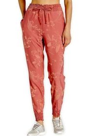 Spiritual Gangster Unity Jogger Coral Pink Faded Floral Smocked Cuff Pants