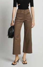 Proenza Schouler Womens Cotton High Rise Twill Culotte Wide Leg Pants Coffee 4