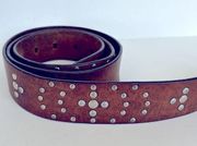 Silver studded cowhide leather belt size 2XL measure 45” long.