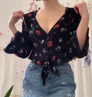 Floral Tie Front Top