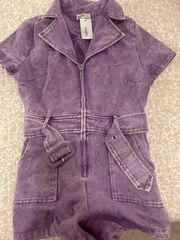 Purple Denim Romper